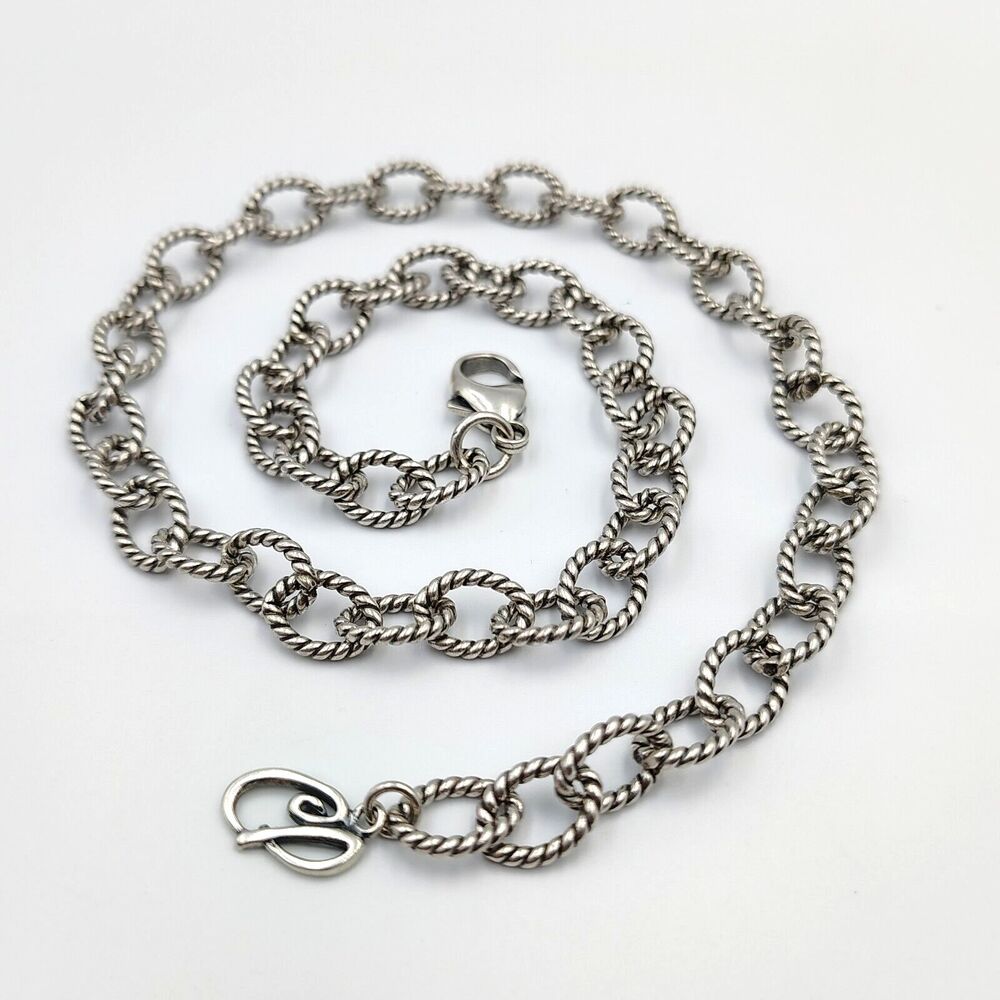 Carolyn Pollack Sterling Silver 925 Twisted Oval Links Rolo Chain Necklace 17"